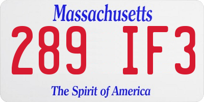 MA license plate 289IF3