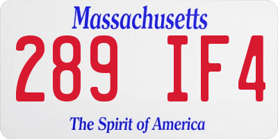 MA license plate 289IF4