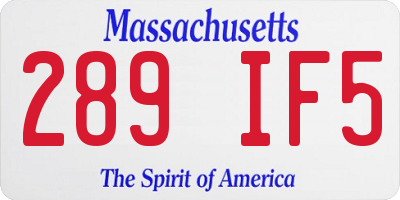 MA license plate 289IF5