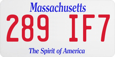 MA license plate 289IF7