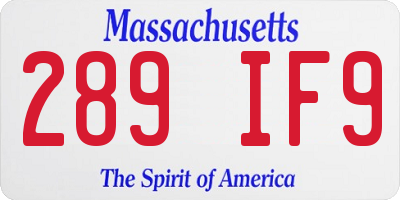 MA license plate 289IF9