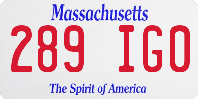MA license plate 289IG0