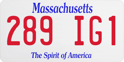 MA license plate 289IG1