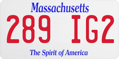 MA license plate 289IG2