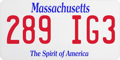 MA license plate 289IG3