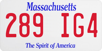 MA license plate 289IG4