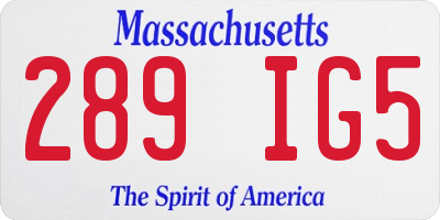 MA license plate 289IG5