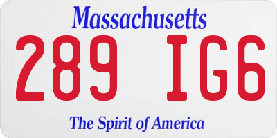 MA license plate 289IG6
