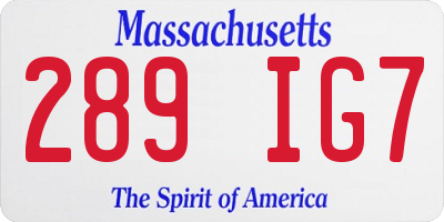 MA license plate 289IG7