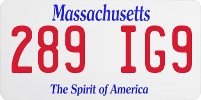 MA license plate 289IG9