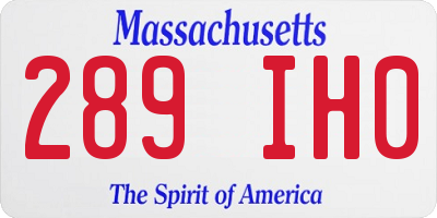 MA license plate 289IH0