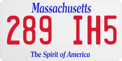 MA license plate 289IH5