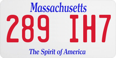 MA license plate 289IH7