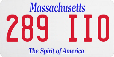 MA license plate 289II0