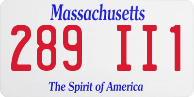 MA license plate 289II1