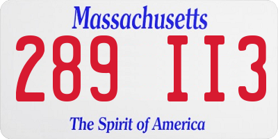 MA license plate 289II3