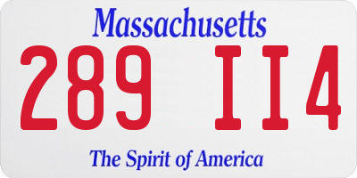 MA license plate 289II4