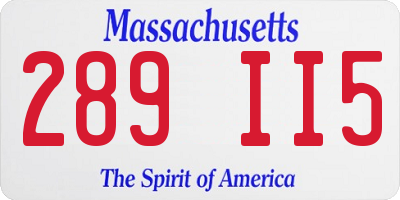 MA license plate 289II5