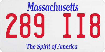 MA license plate 289II8