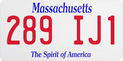 MA license plate 289IJ1