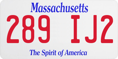 MA license plate 289IJ2