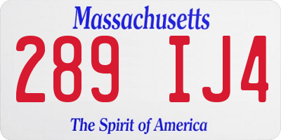 MA license plate 289IJ4