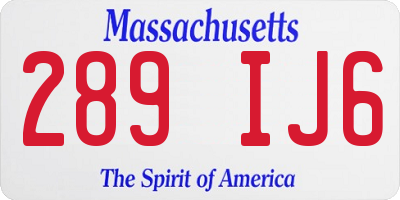MA license plate 289IJ6