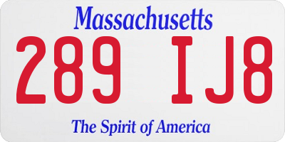 MA license plate 289IJ8
