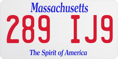 MA license plate 289IJ9
