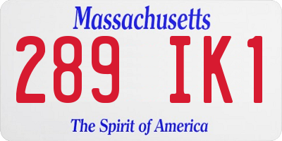 MA license plate 289IK1