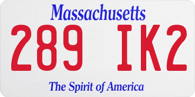 MA license plate 289IK2