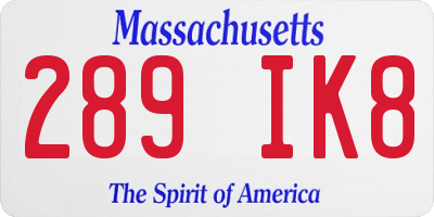 MA license plate 289IK8