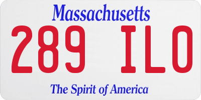 MA license plate 289IL0