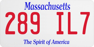 MA license plate 289IL7
