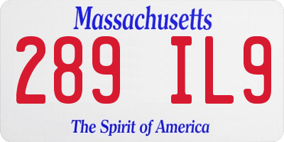 MA license plate 289IL9