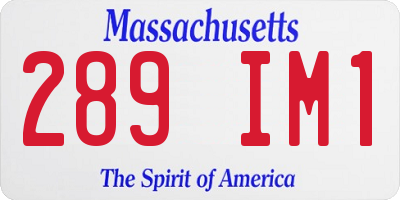 MA license plate 289IM1