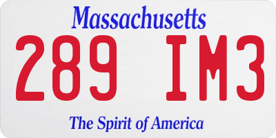 MA license plate 289IM3