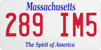 MA license plate 289IM5
