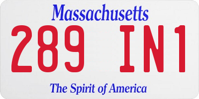 MA license plate 289IN1