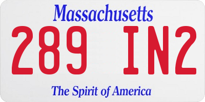 MA license plate 289IN2