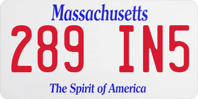 MA license plate 289IN5
