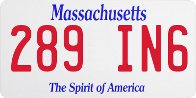 MA license plate 289IN6