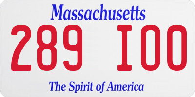 MA license plate 289IO0