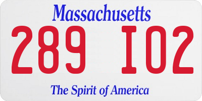MA license plate 289IO2