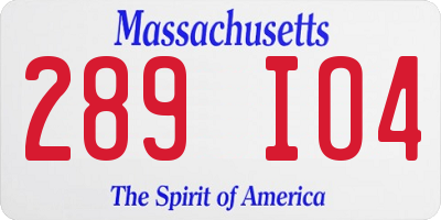MA license plate 289IO4