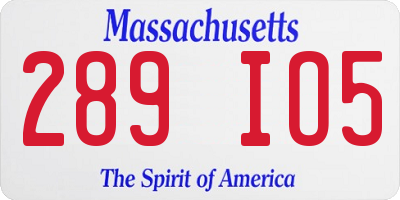 MA license plate 289IO5