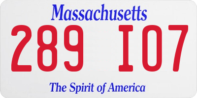 MA license plate 289IO7