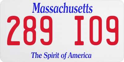 MA license plate 289IO9