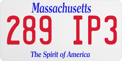 MA license plate 289IP3