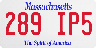 MA license plate 289IP5